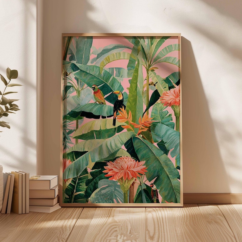 Home Decor Design Interior - 1 poster in tela tropicale retrò,