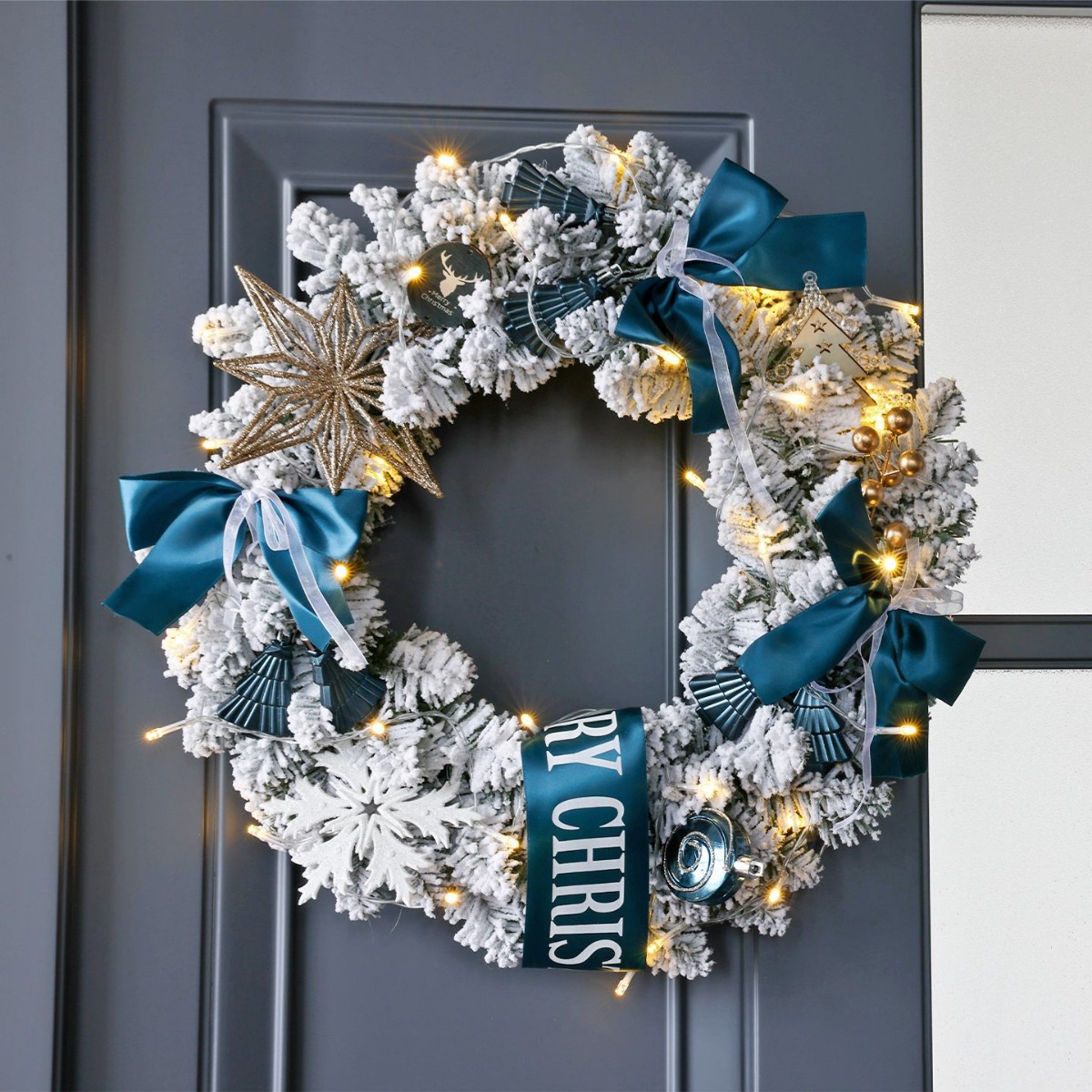 Home Decor Xmas Gifts - Ghirlanda Natalizia Bianca e Blu con