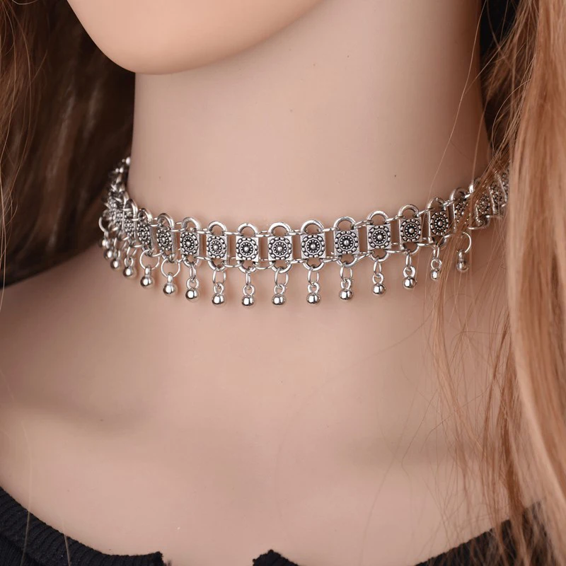 Boho Wind Chimes - Gypsy Chainmaille Jingle Bells Choker Del