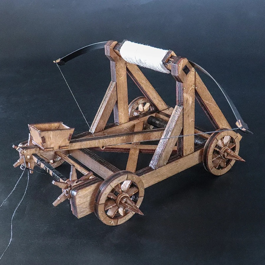 Home Decor Medieval - Modello di Catapulta Medievale Elastica, Carro