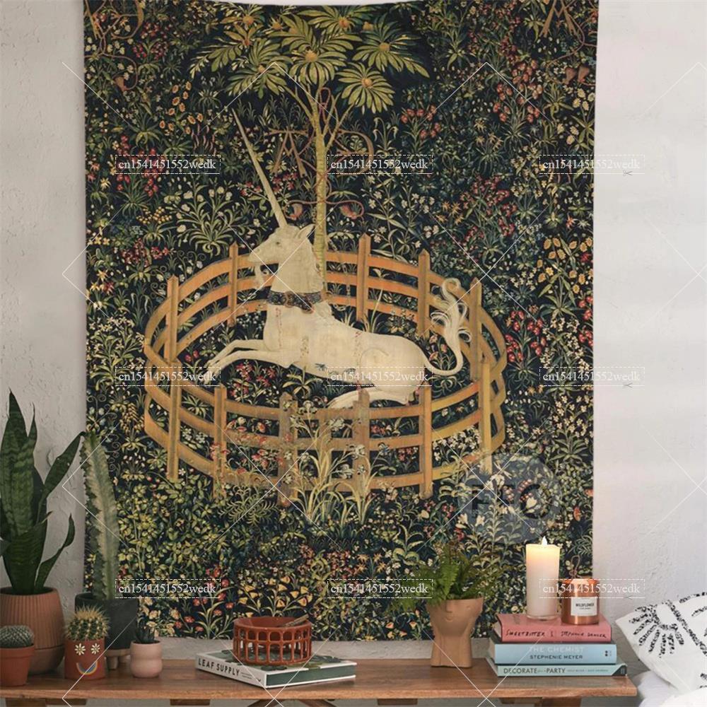 Home Decor Yoga - The Unicorn In straight Wall Tapestry