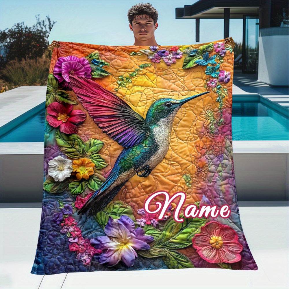 Home Decor Design Ideas - Coperta personalizzata con colibrì, design floreale