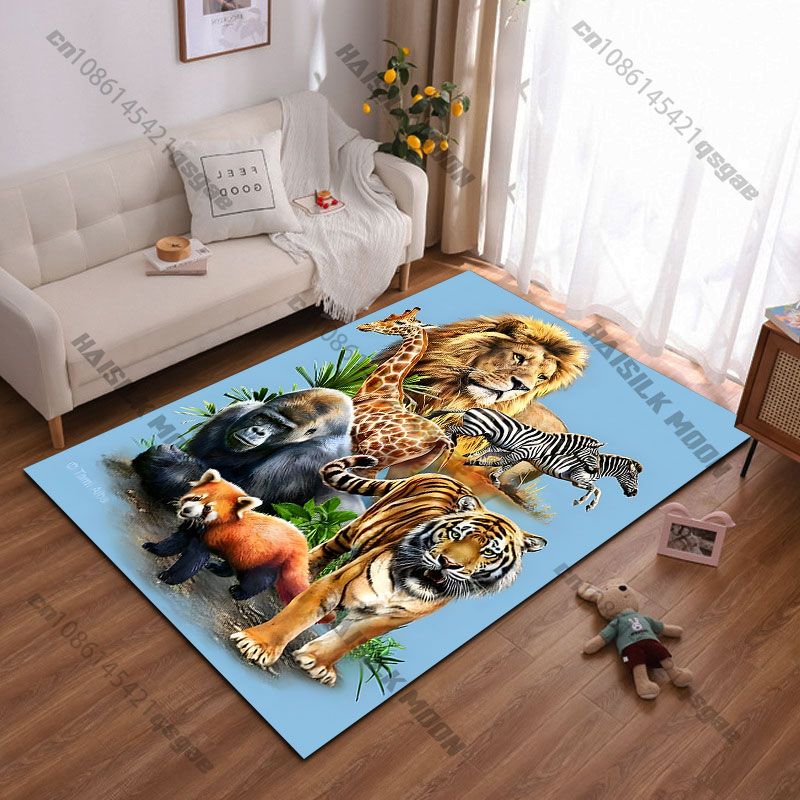 Home Decor Habitat - Tappeto con animali selvatici nel loro