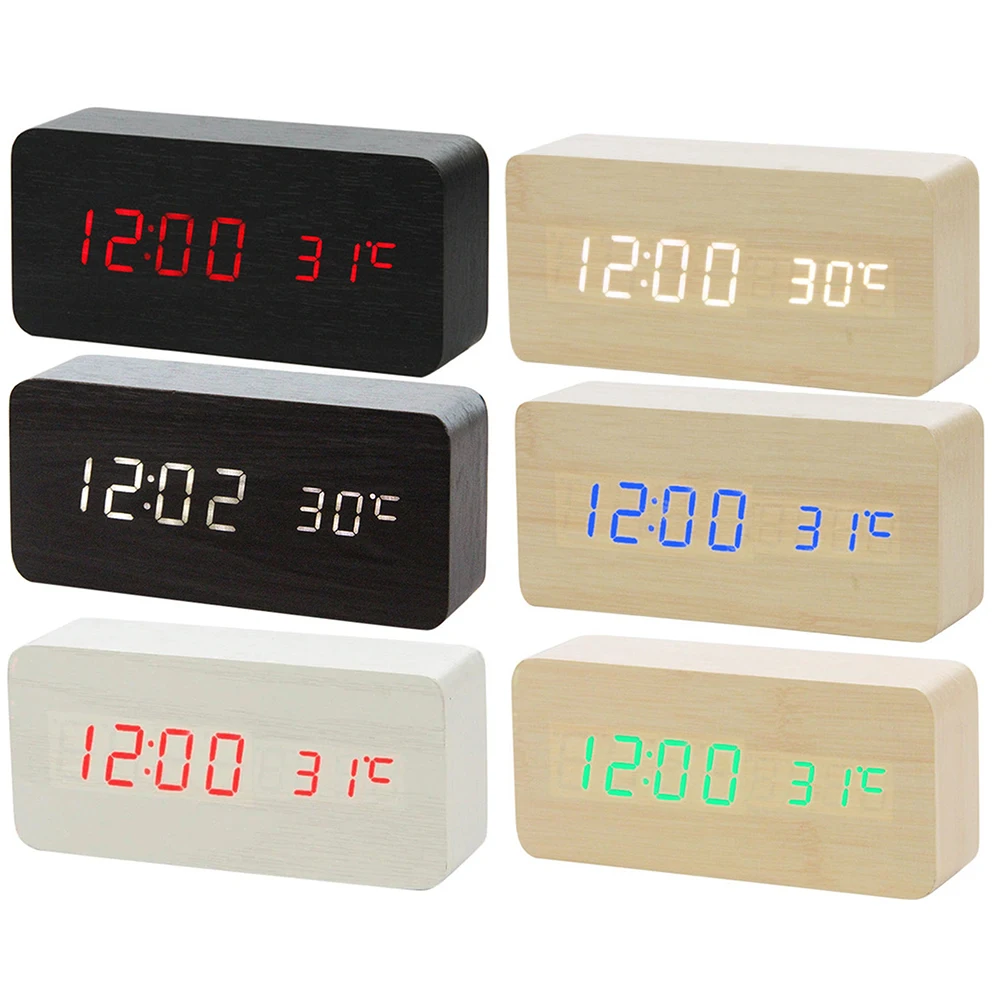 Vintage Alarm Clock - Sveglia Digitale LED in Legno Multicolore