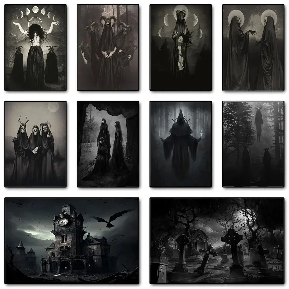 Home Decor Gothic - Poster artistici Dark Academia Black Death