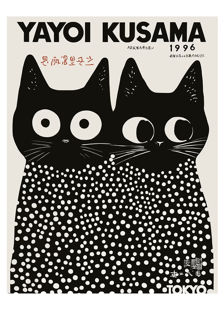 Yayoi Kusama Black Cats Series - Home Decor Design Interior recensione e prezzo